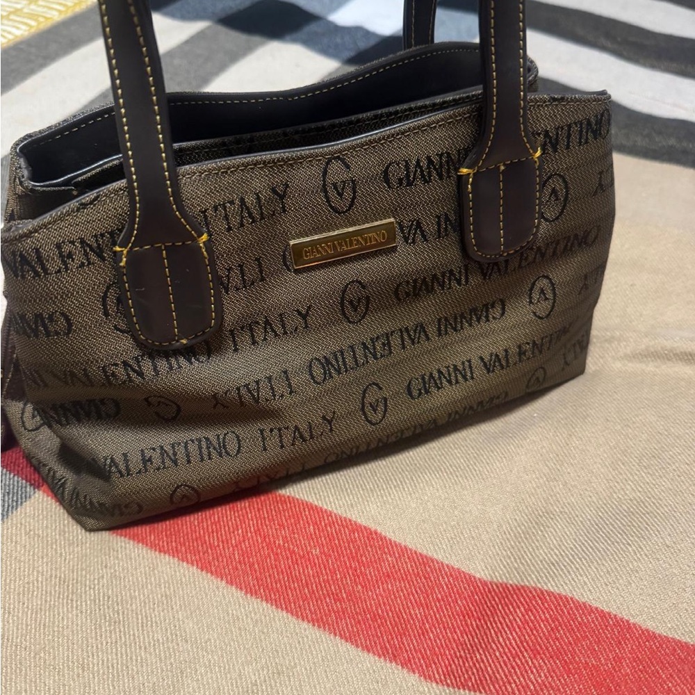 Valentino Brown Shoulder Bag with Monogram Print